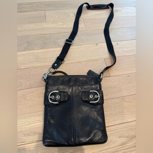 Coach black leather crossbody bag